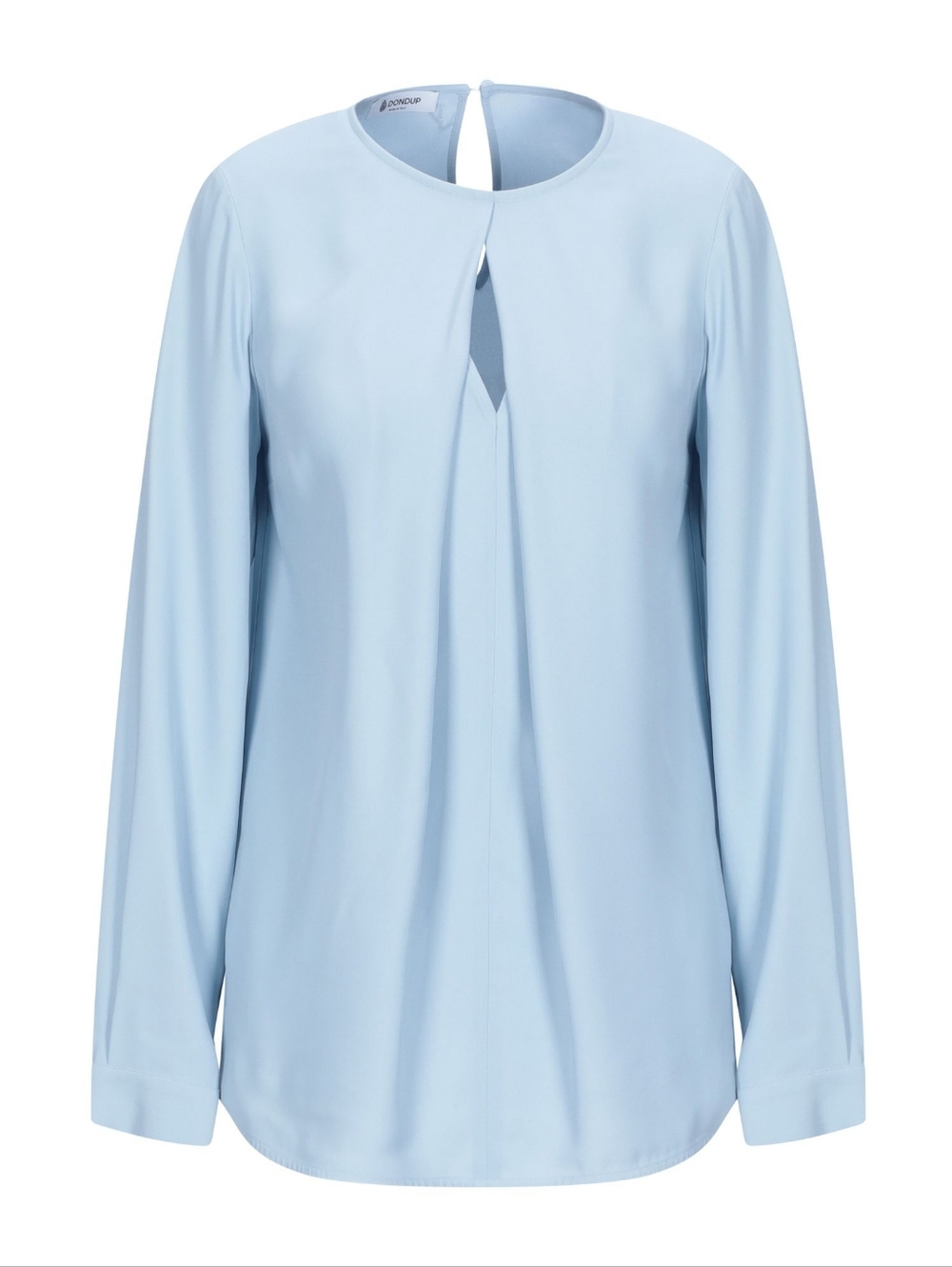 Dondup Camicia Power Light Blue Long-Sleeve Key Hole Blouse Size 42 / Medium